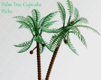 Palm Tree Cupcake Toppers, Palm Tree Cupcake Picks, Beach Cupcake Toppers (12)