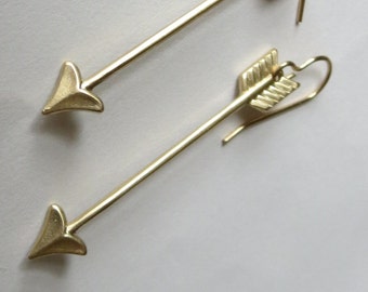 Golden Natural Brass Arrow Earrings