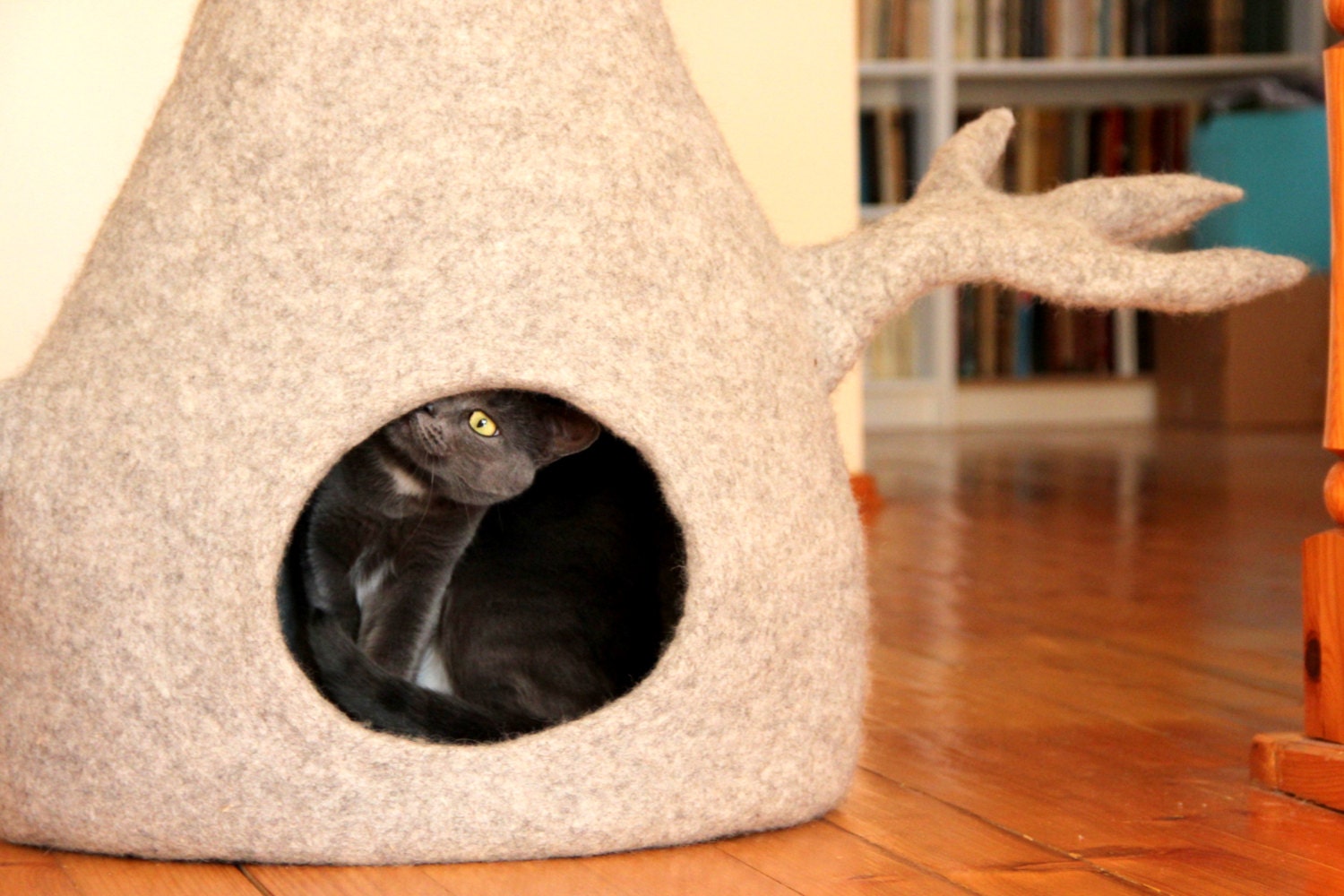 Cat house cat tree cat bed wool cat cave light grey