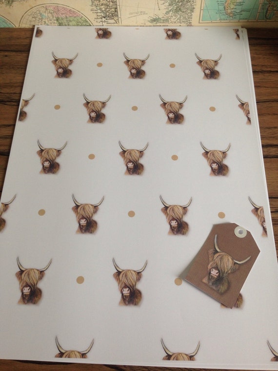 Highland cow wrapping paper by katyheath on Etsy
