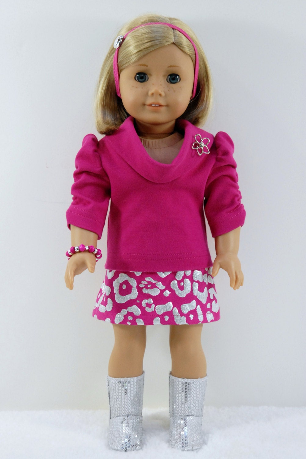 18 Doll Clothes 18 inch Doll Clothing Pink Silver