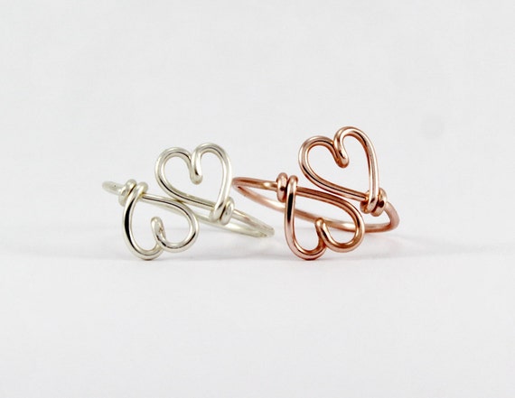 Double Hearts Ring Rose Gold Heart Ring SweetHeart Ring