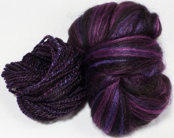 Obsidian -( 4 oz.) Custom blended top - Zwartables / Tussah Silk/ Alpaca ( 40/35/25/ )