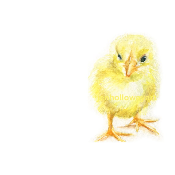 Watercolor Chick Baby Chick Print Yellow Chick Print Farm