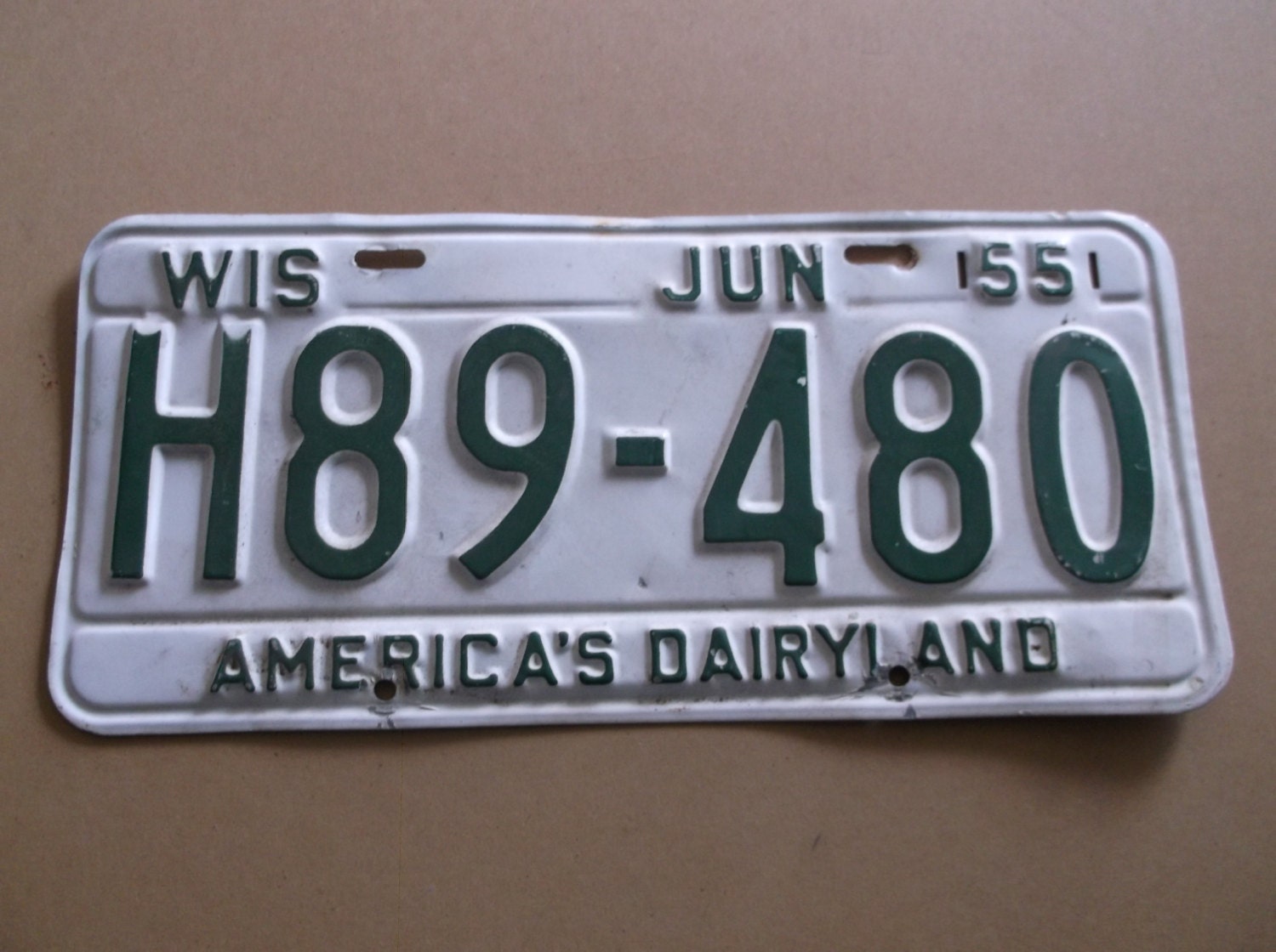 Vintage 1955 Wisconsin License Plate America's