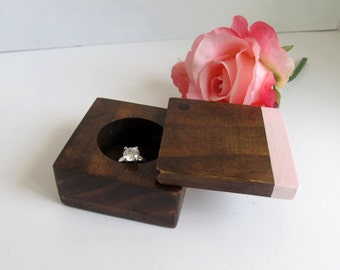 Engagement Ring Box - Ring Holder - Proposal box - ring bearer box - wood ring box - ring pillow alternative