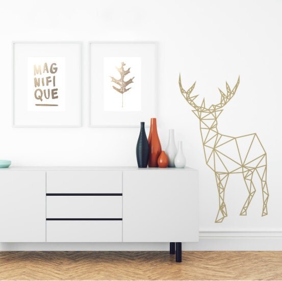 Geometric Deer Wall Decal in gold