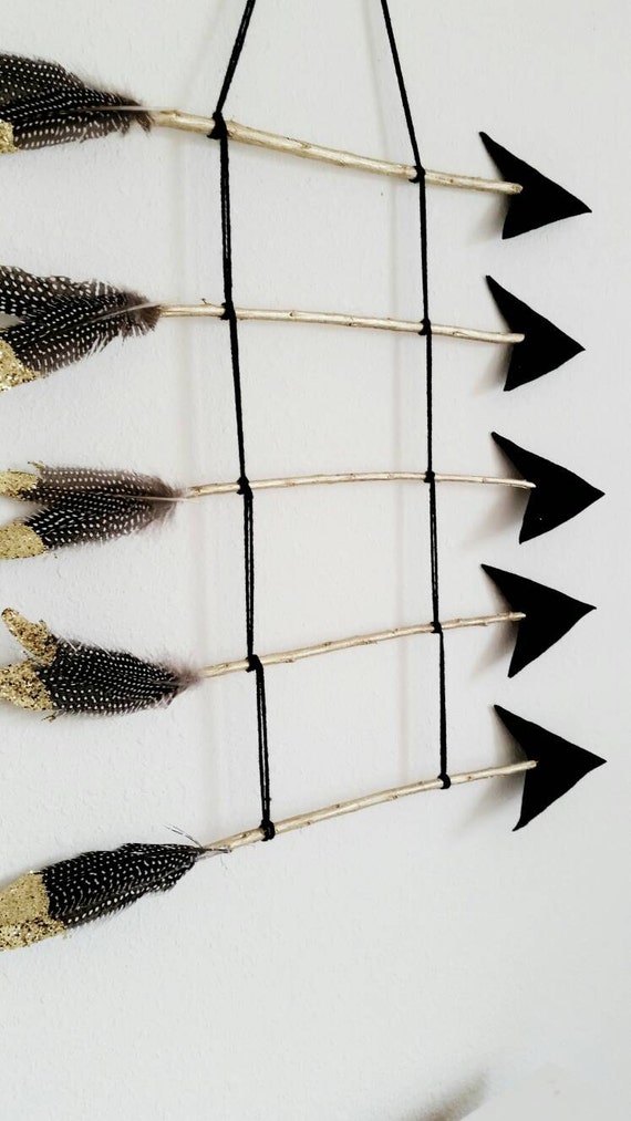 Gold Glittered Arrow Wall Art Boho Wall Decor by TheDecorRoom