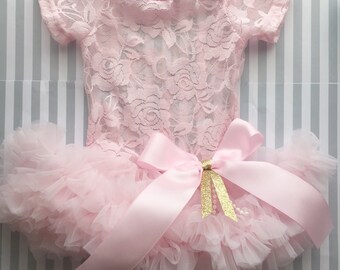 Girls tutu-baby tutu dress-1st birthday tutu dress-pink tutu bodysuit dress-pink tutu dress-1st birthday pink gold-newborn tutu-cake smash