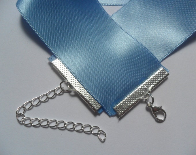 Baby blue satin choker necklace 1.5 inch wide,pick your neck size.