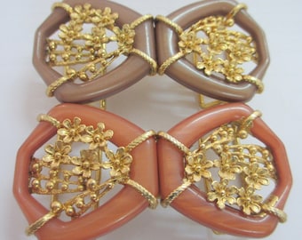 2 Vintage Unique Retro Metal Clasp Buckle Closure From 1970s - VB007
