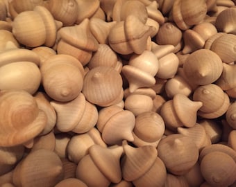 SALE Set of 10 Unfinished Wooden Acorns - DIY Montessori Toys - Wooden Acorn Toy