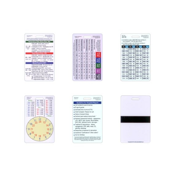 Mini EMT Vertical Badge Card Set 6 Cards for ID Badge Clip