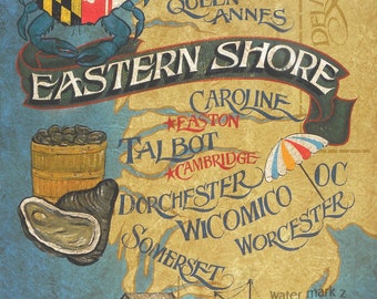 Maryland Eastern Shore Map style Print