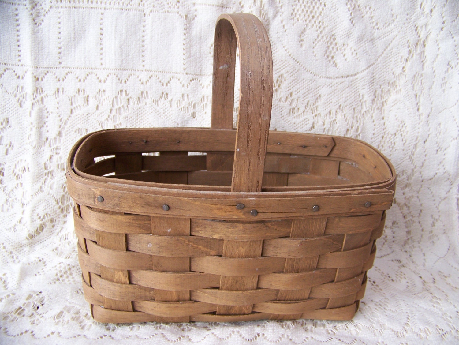 Vintage Longaberger Small Market Basket 1985 in Original Dark