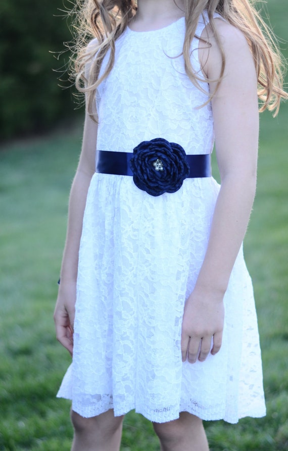 Flower Girl Navy Blue Sash