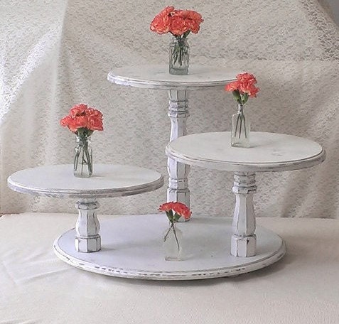 Shabby Chic CupCake Stand Cup Cake Table Tower Display White