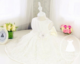 Ivory Full Lace Flower Girl Dress,Newborn Girl Dress, Christening Dress, Baby Girl Dress for Birthday Party, PD030