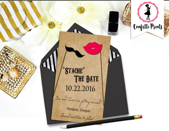 Save The Date Magnet | Printable Save The Date | Save The Date Postcard - STACHE THE DATE | Funny Save The Date | Wedding Announcement Il_570xn