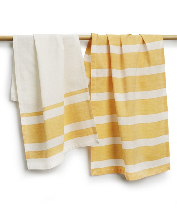 Lemon Yellow Tea Towels Handwoven