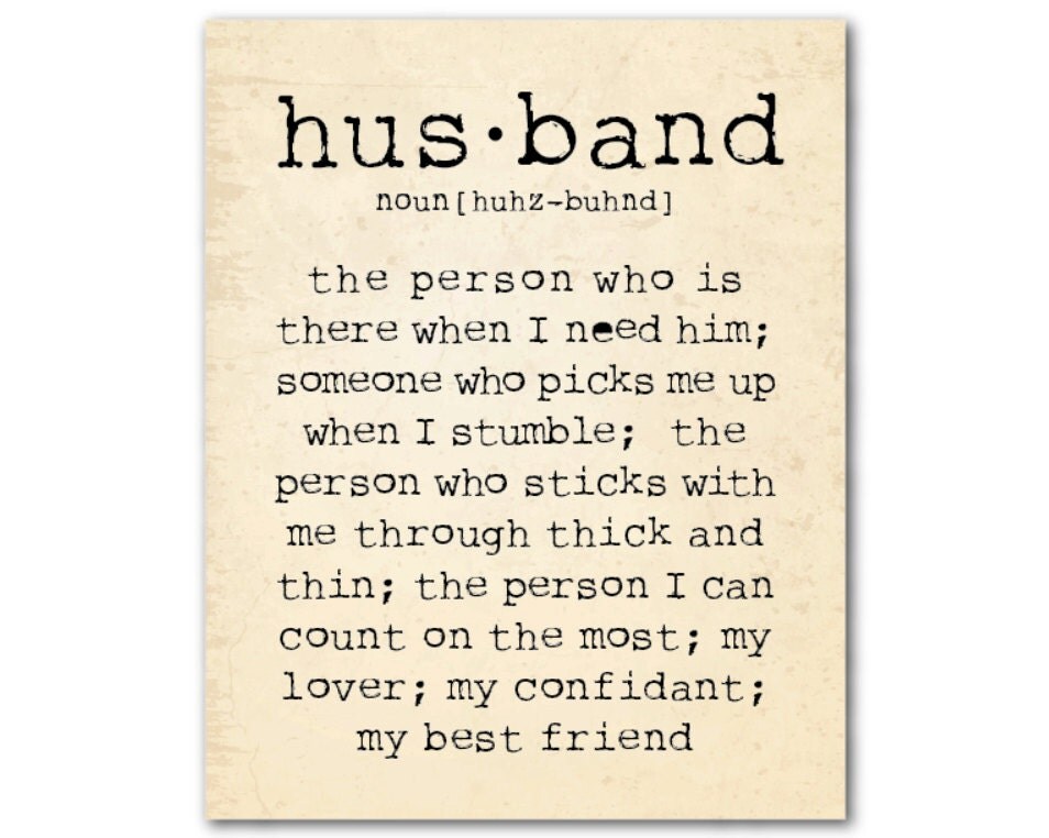 Unique Anniversary Wedding Gift Husband Definition Wall Art