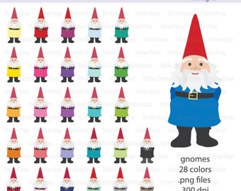 Garden Gnome Digital Clipart - Instant download PNG files - Elf