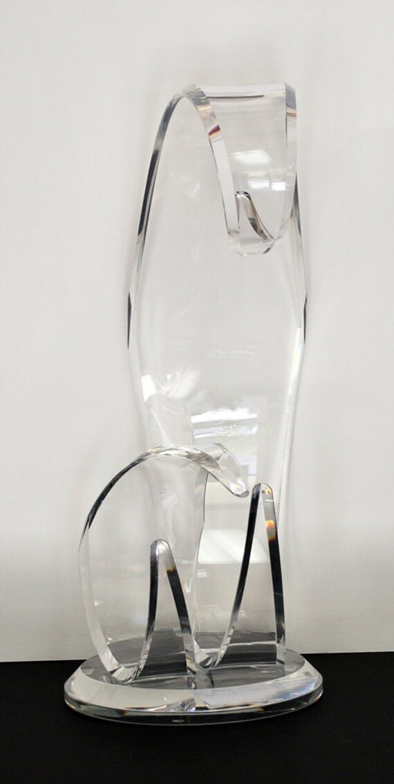 Lucite Acrylic Sculpture Clear wave size 24 H x 12 by artebonito