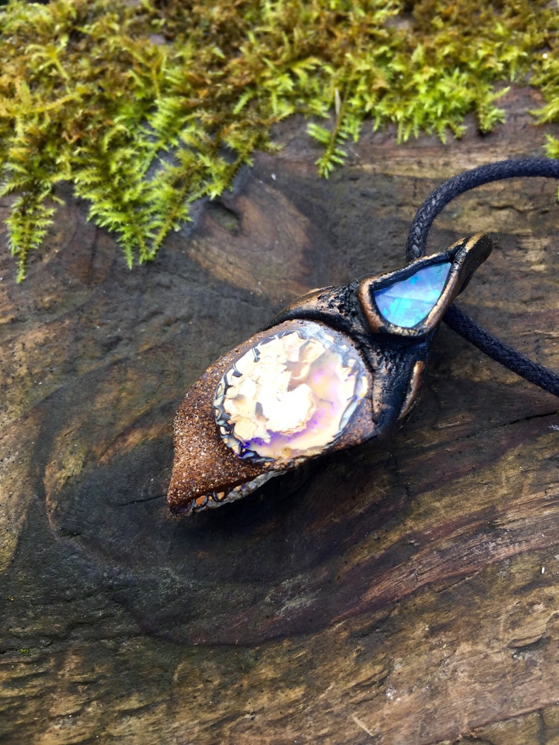 Australian Yowah Nut Boulder Opal Raw Gemstone Pendant