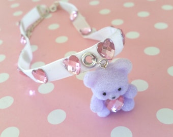Tiny Teddy Choker - Cute Fairy Kei Kawaii