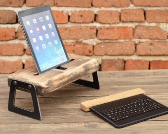Wooden iPad Docking Station, Industrial iPad Charging Station, Tablet Wood Stand, iPad Dock, Office Organizer, Unique Gift, Recycled Wood