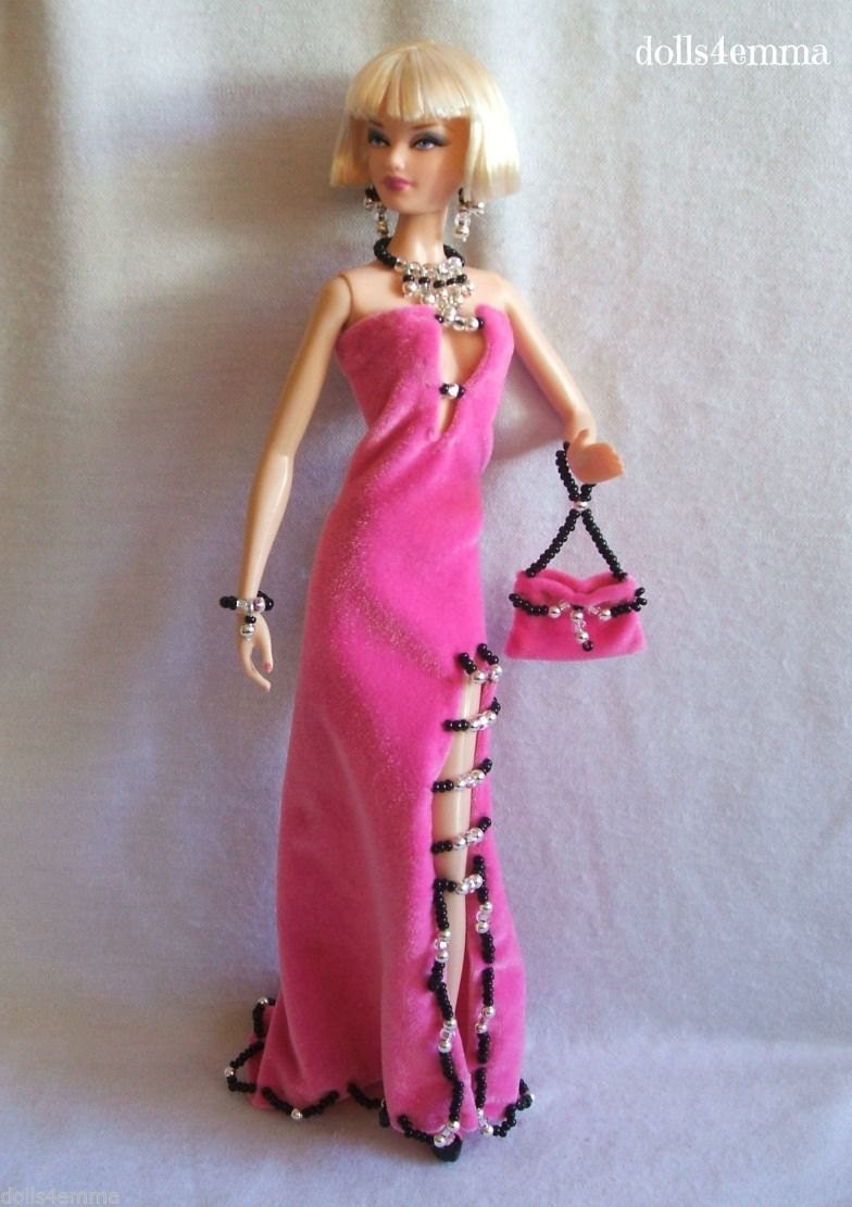 SALE OOAK Model Muse Barbie Doll Clothes Pink Velvet