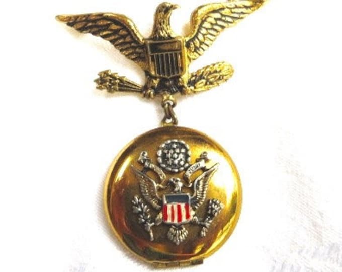 US Army Locket Brooch, Vintage Military Pin, US Army Sweetheart Locket, Military Mom