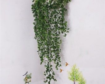 Artificial Plants 110cm Hanging Basket Leaves Vine 2 Bunches Plastic Green Ivy Garland Fake Plants For Home Decoration Wedding Arrangement