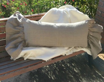 Linen Ruffled Boudoir Pillow Cover