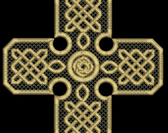Celtic cross Machine Embroidery Design, three sizes tested