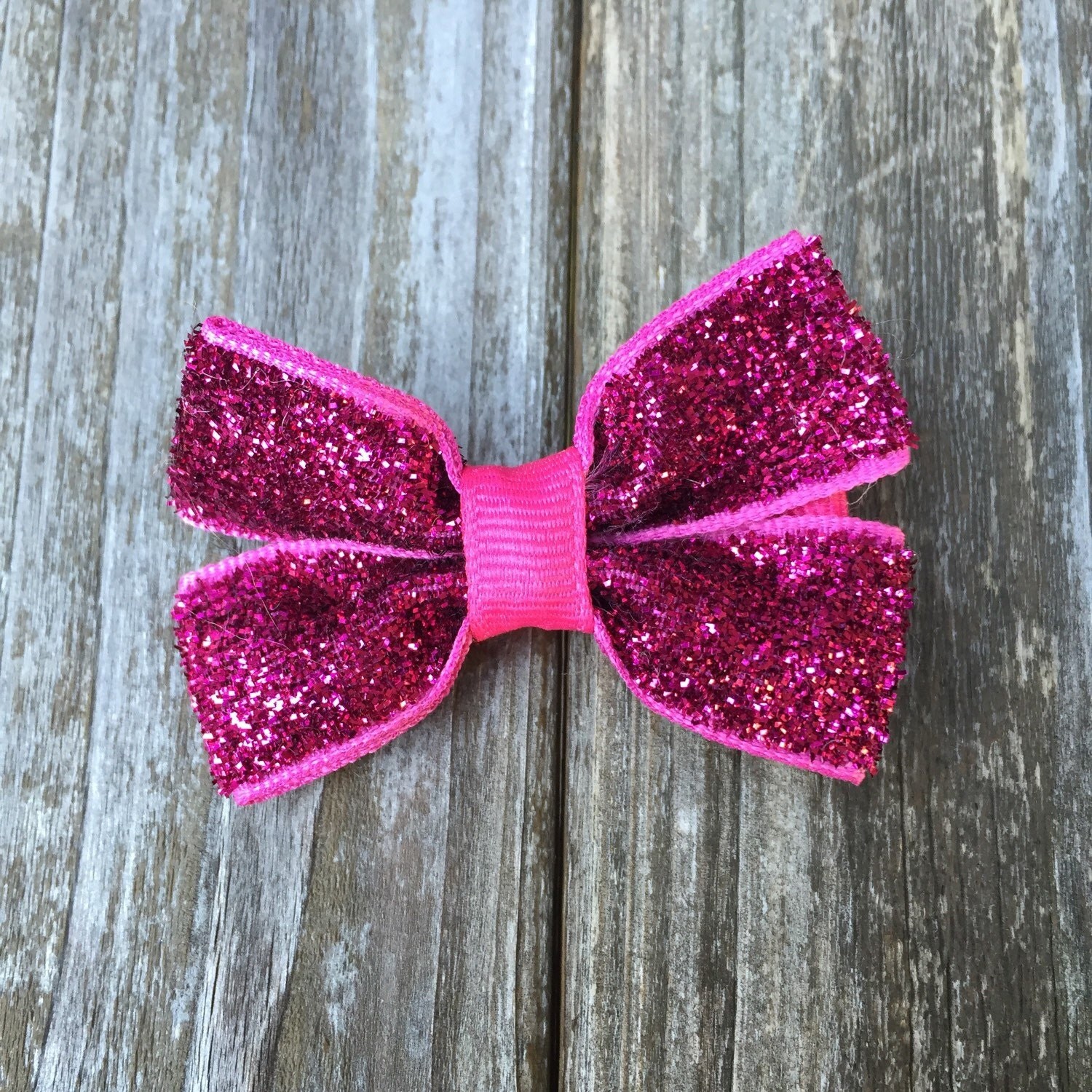 Pink Glitter Hair Bow Hot Pink Glitter Bow by AccessoriesByCasey