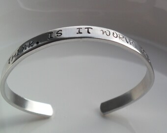 Personalized cuff bracelet, friendship gift, stamped jewelry, bridesmaid gift, casual cuff bracelet, gift for her
