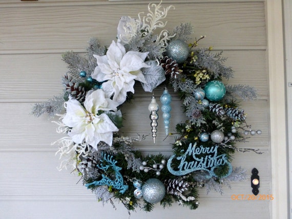 christmas wreath in blue and white by juliebutlercreations christmas wreath in blue and white by juliebutlercreations