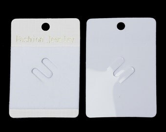 Plastic Jewelry Brooch Display Card Rectangle White 70mm(2 6/8") x 49.0mm(1 7/8"), 20 PCs