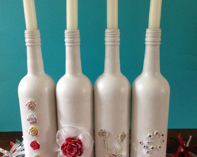 LOVE - shabby chic home decor. Home Decor , Clay Flowers, Christmas candle holders