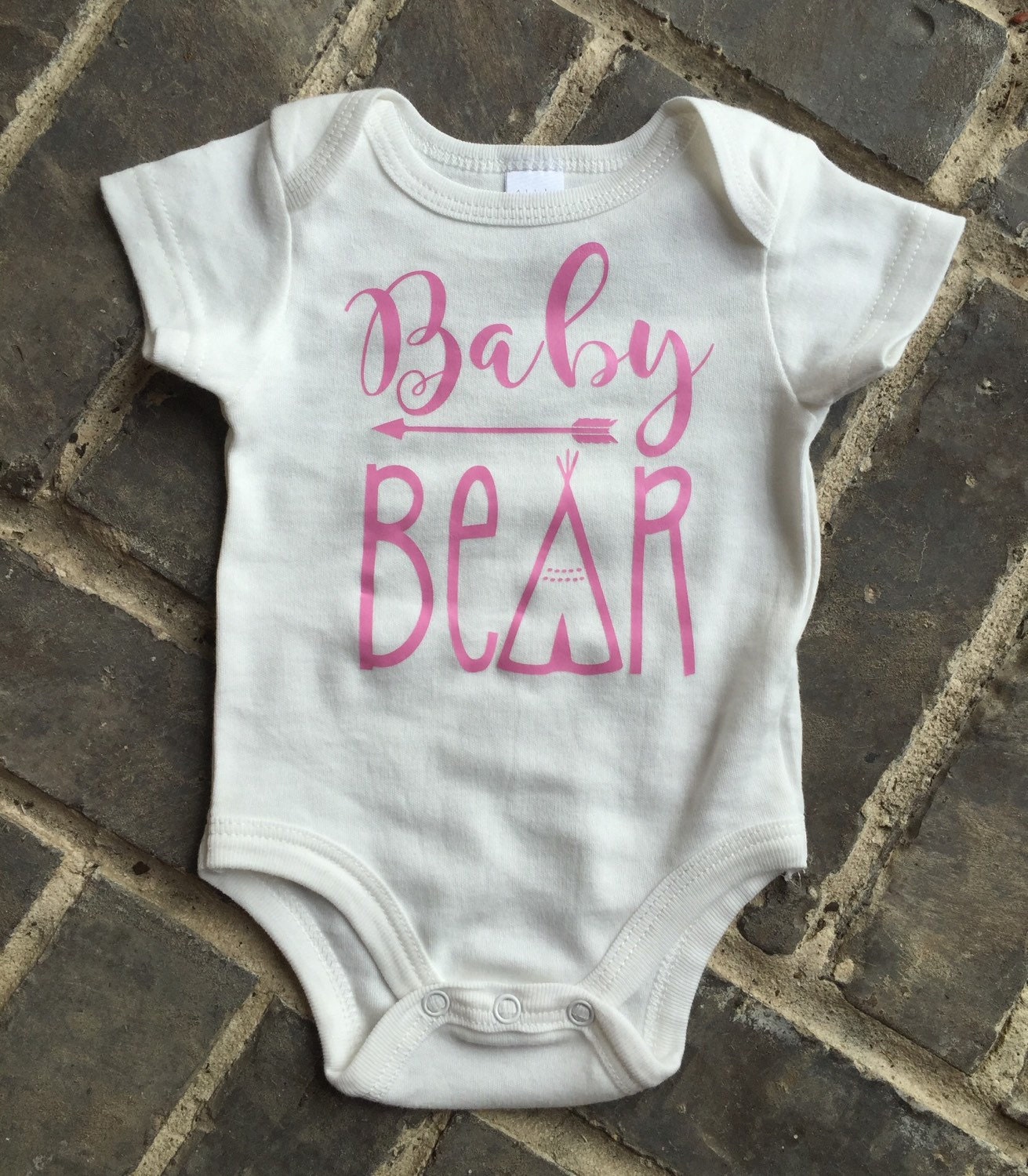 Baby Bear White Onesie Tepee Arrows / Baby Shower Gift/