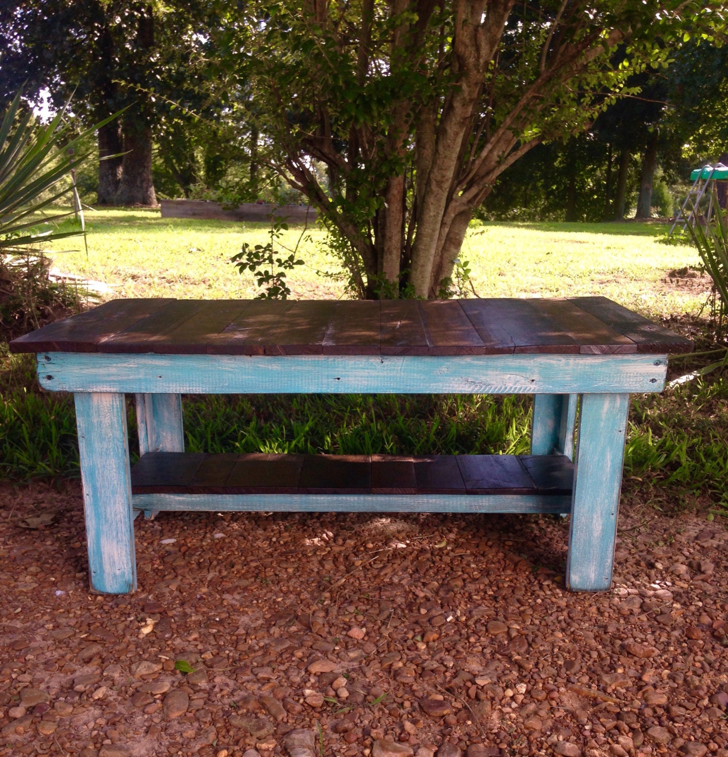 Cottage Blue Coffee Table Rustic Coffee Table by SereneVillage