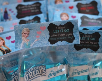 INSTANT DOWNLOAD . Disney FROZEN Valentine's Day Cards . Classroom Cards . Valentine Treat Bag Topper . Elsa . Olaf . Valentine's Day