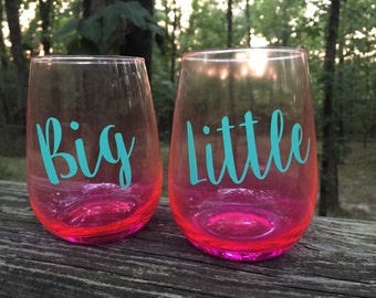 Personalized Big Little Wine Glass Set, Big Lil Wine Glass, Big Little, Sorority Sister Gift, Sorority Wine Glasses