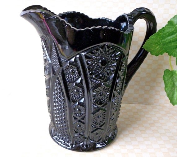 Vintage Large Indiana Glass Black Monarch Tiara Crystal