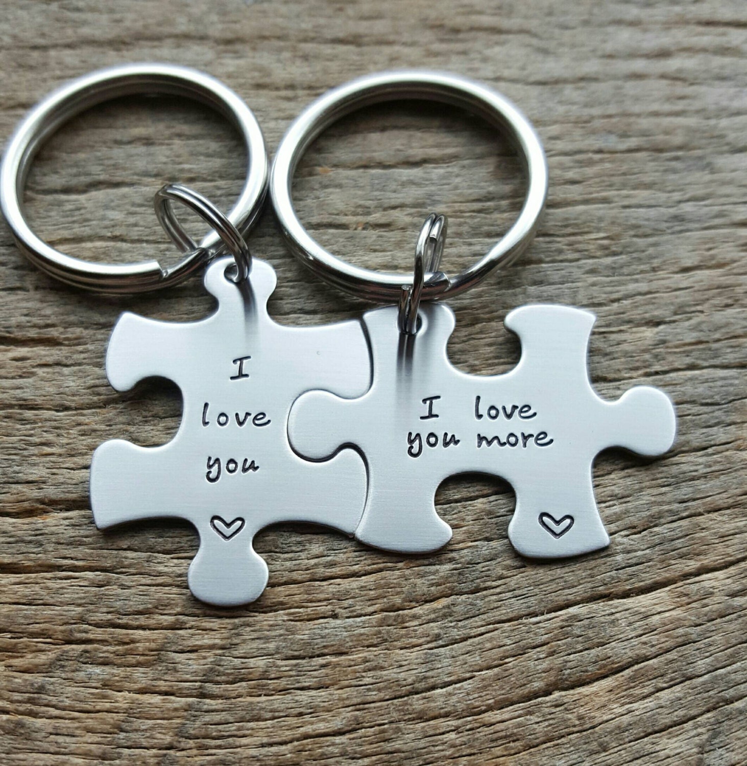 Puzzle Piece Key Chain Set I Love You I Love You More Hand