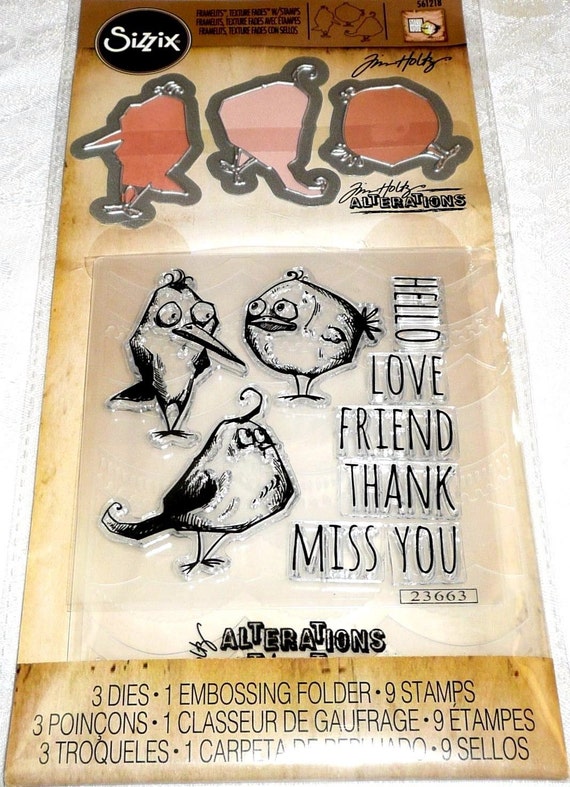 Tim Holtz Stamps Embossing Folders and Dies Set by sizzix