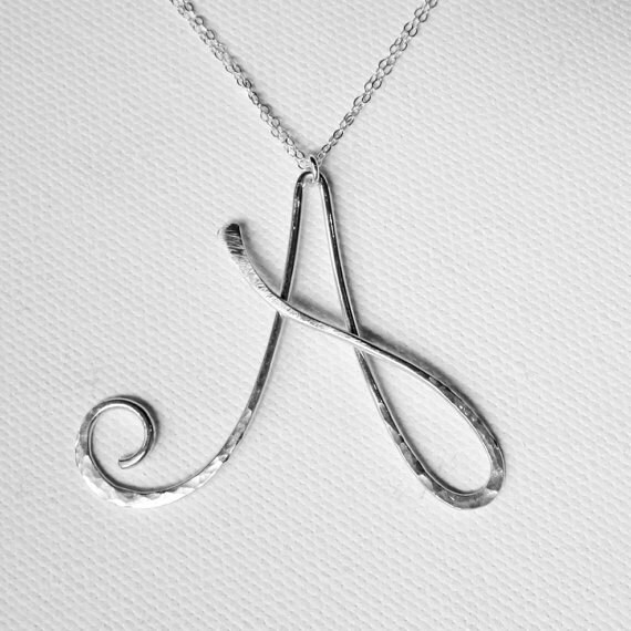 Letter Necklace Silver Letter A Necklace Personalized Necklace Silver Initial A Necklace Hammered Letter Necklace Initial A Pendant
