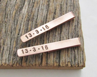 Copper Skinny Tie Clip Usher Tie Clip Junior Groomsman Tie Bar Special Date Suit Accessory Ring Bearer Gift Little Boy Gift Tie Clip Son Him