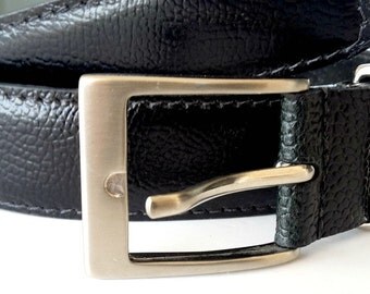 Black leather belt , Black belt , Mens leather belt